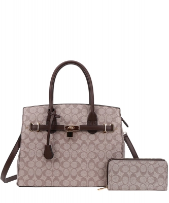 Designer Monogram 2 in 1 Handbag 008-6794W COFFEE